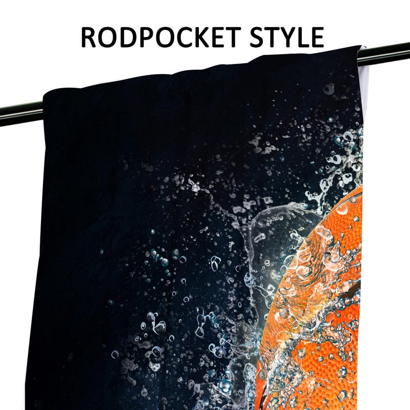 Cinbloo Boys Sports Curtains for Living Room Rod Pocket 52W x 84L Inch Basketball Wall Decor for Men Teens Kids Abstract Thunder Lightning 3D Ball Cool Basketball Bedroom Window Drapes Fabric 2 Panel - Image 2